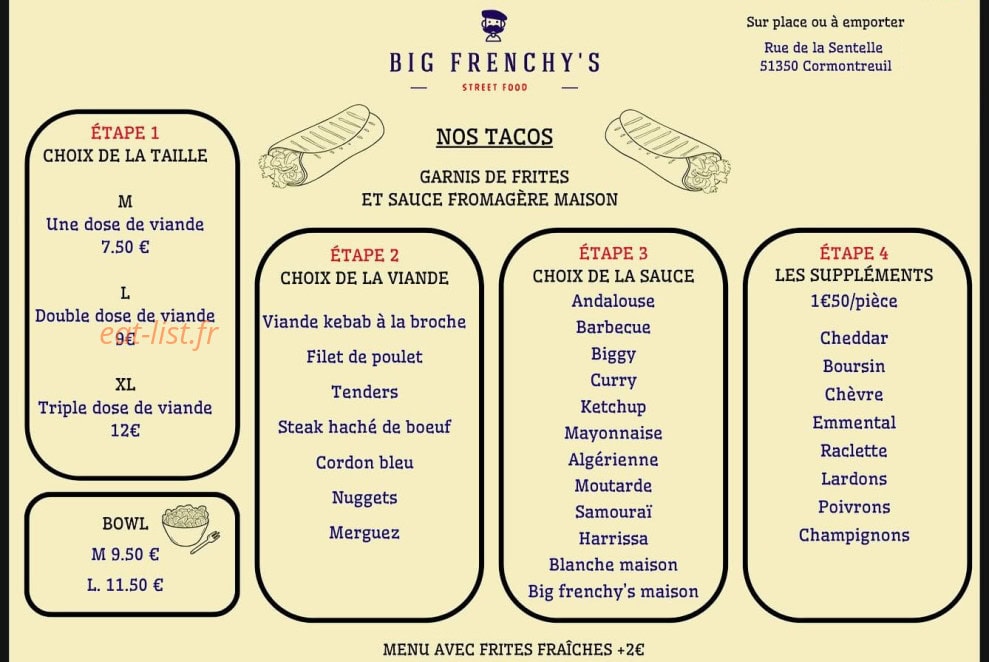 Big Frenchy’s — carte page 2