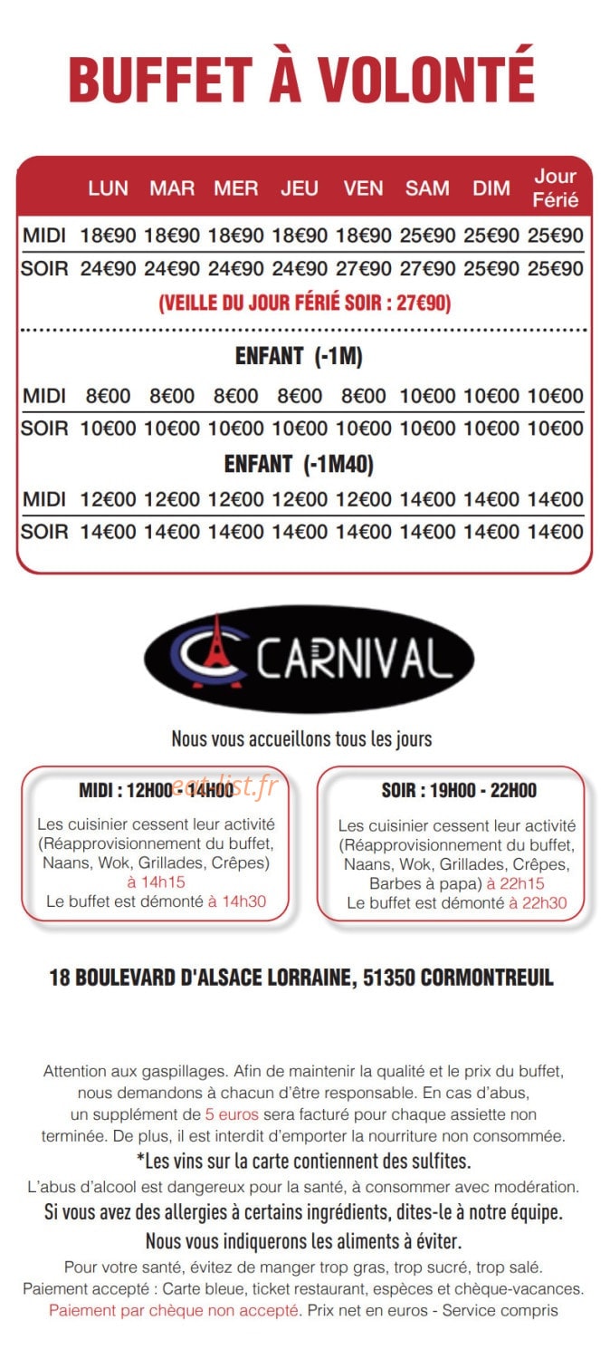 Carnival — carte page 1