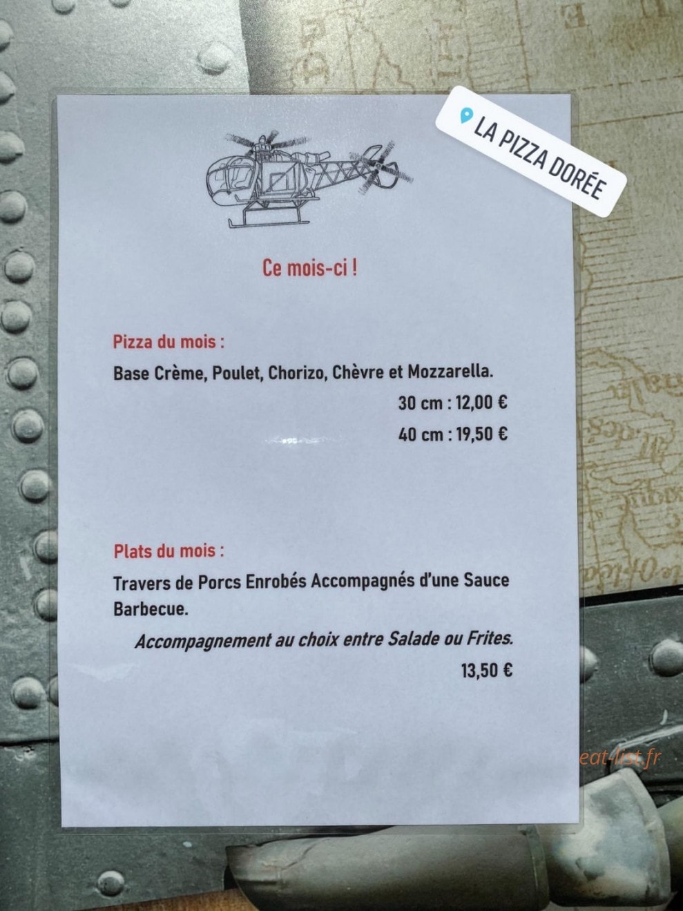 La Pizza Dorée — carte page 2