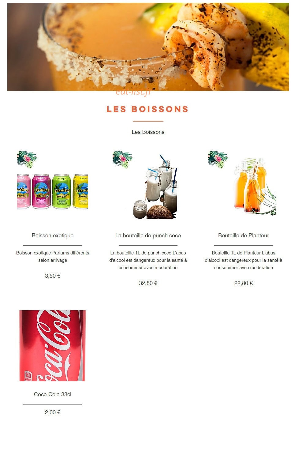 A La Table Tropicale — carte page 5