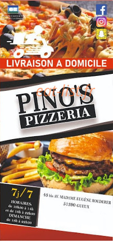 Pino's Pizzeria — carte page 1