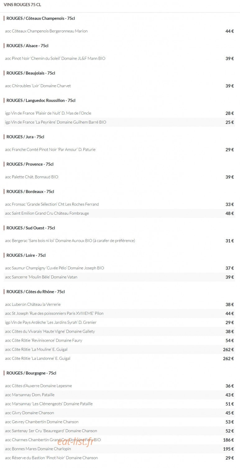 Coq et Vins — carte page 10