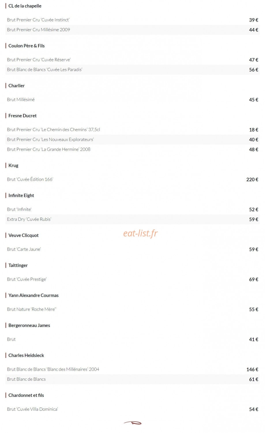Coq et Vins — carte page 7