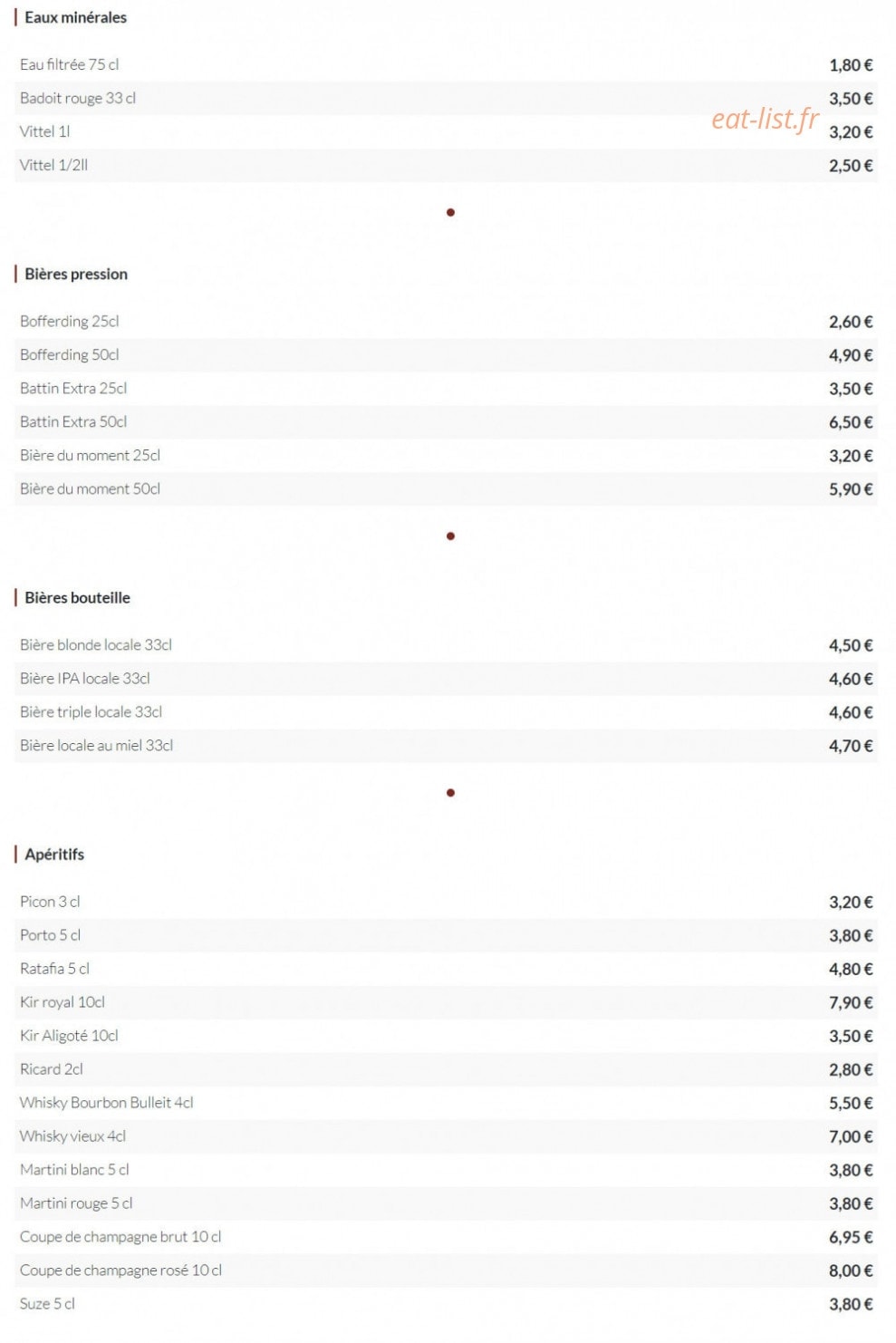 Coq et Vins — carte page 5