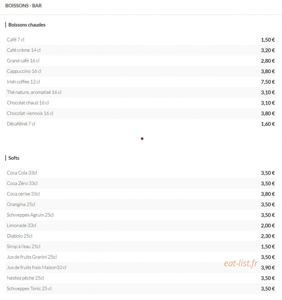 Coq et Vins — carte page 4
