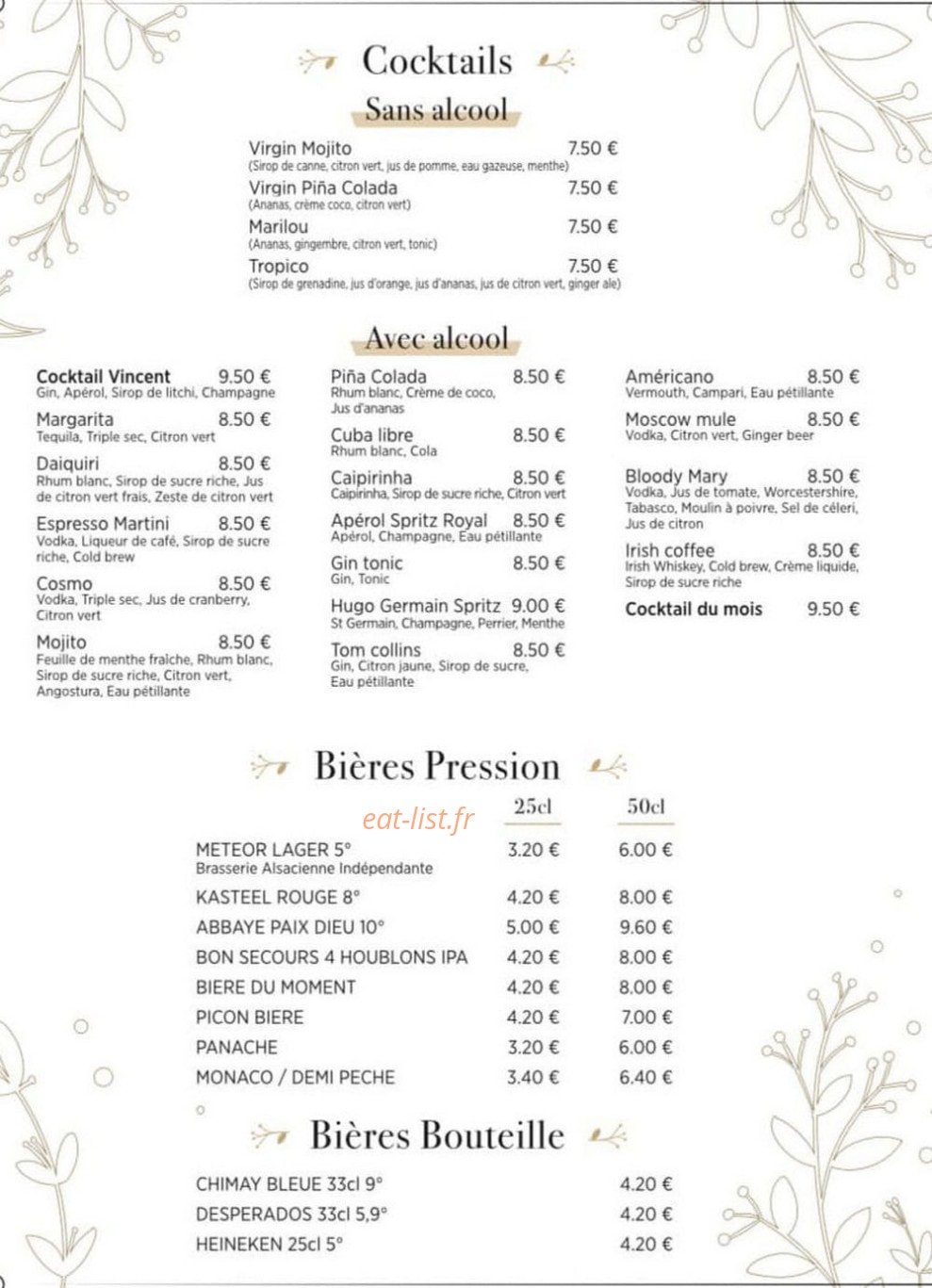 Chez Vincent — carte page 1