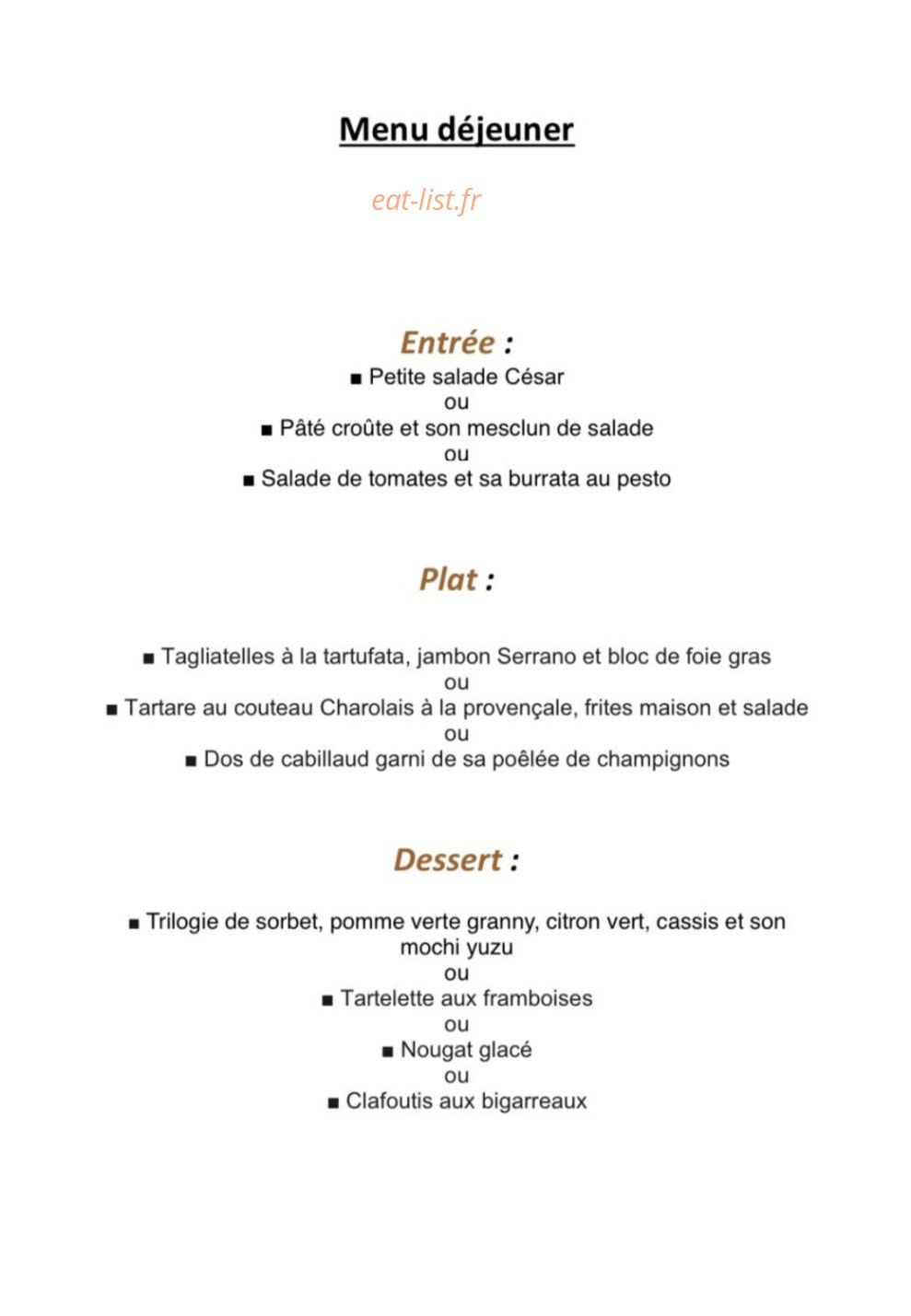 Le bistrot de Nogent — carte page 1