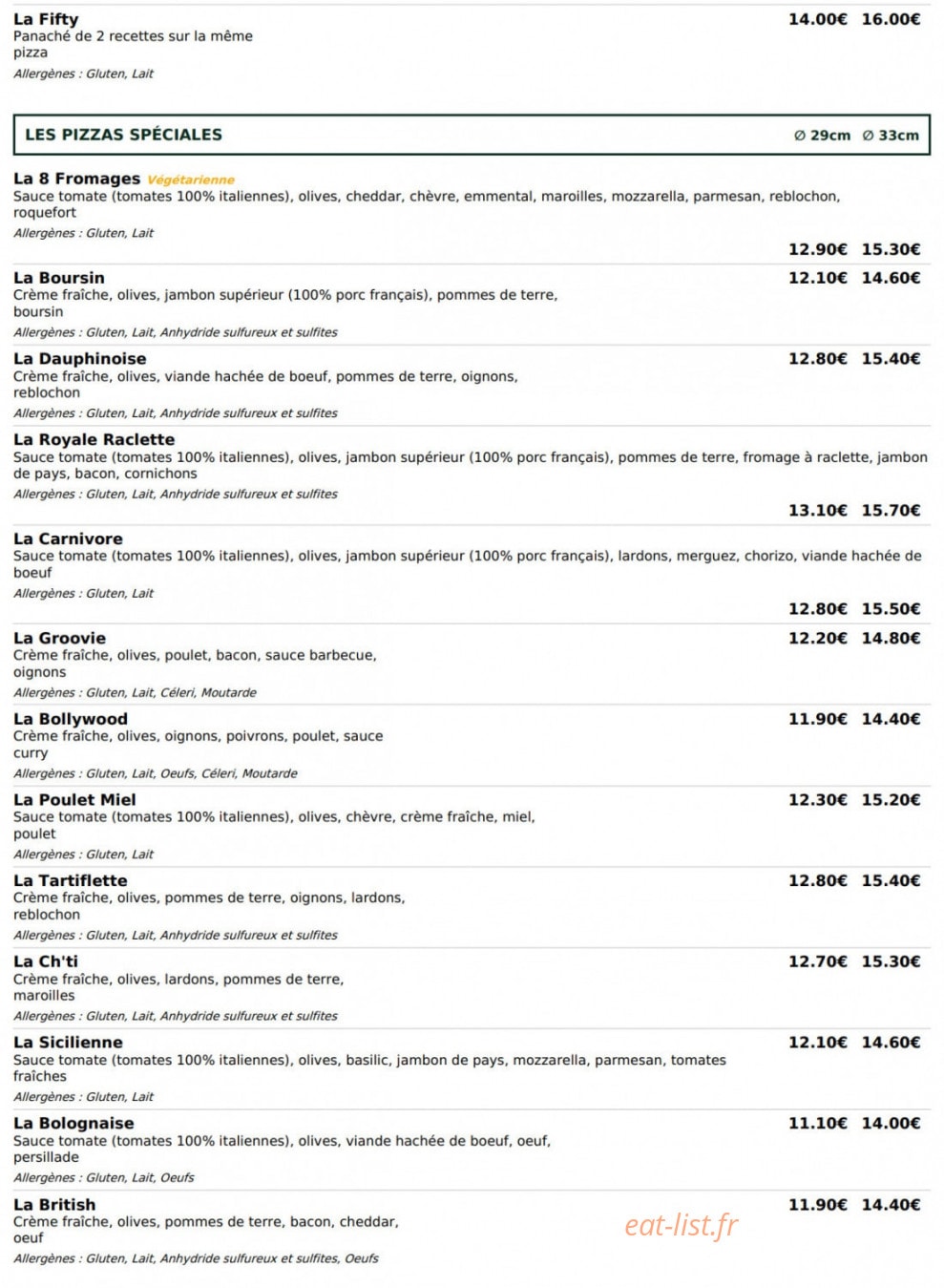 Le Kiosque à Pizzas — carte page 3