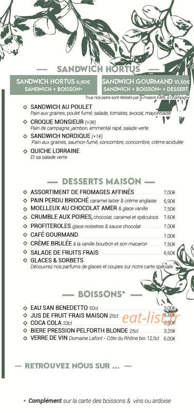 Hortus café — carte page 2