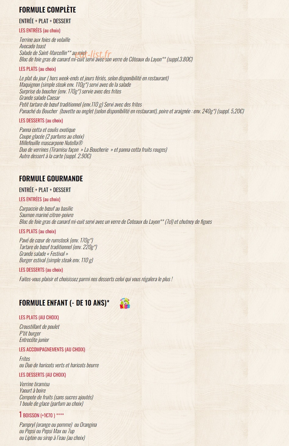 La Boucherie — carte page 10