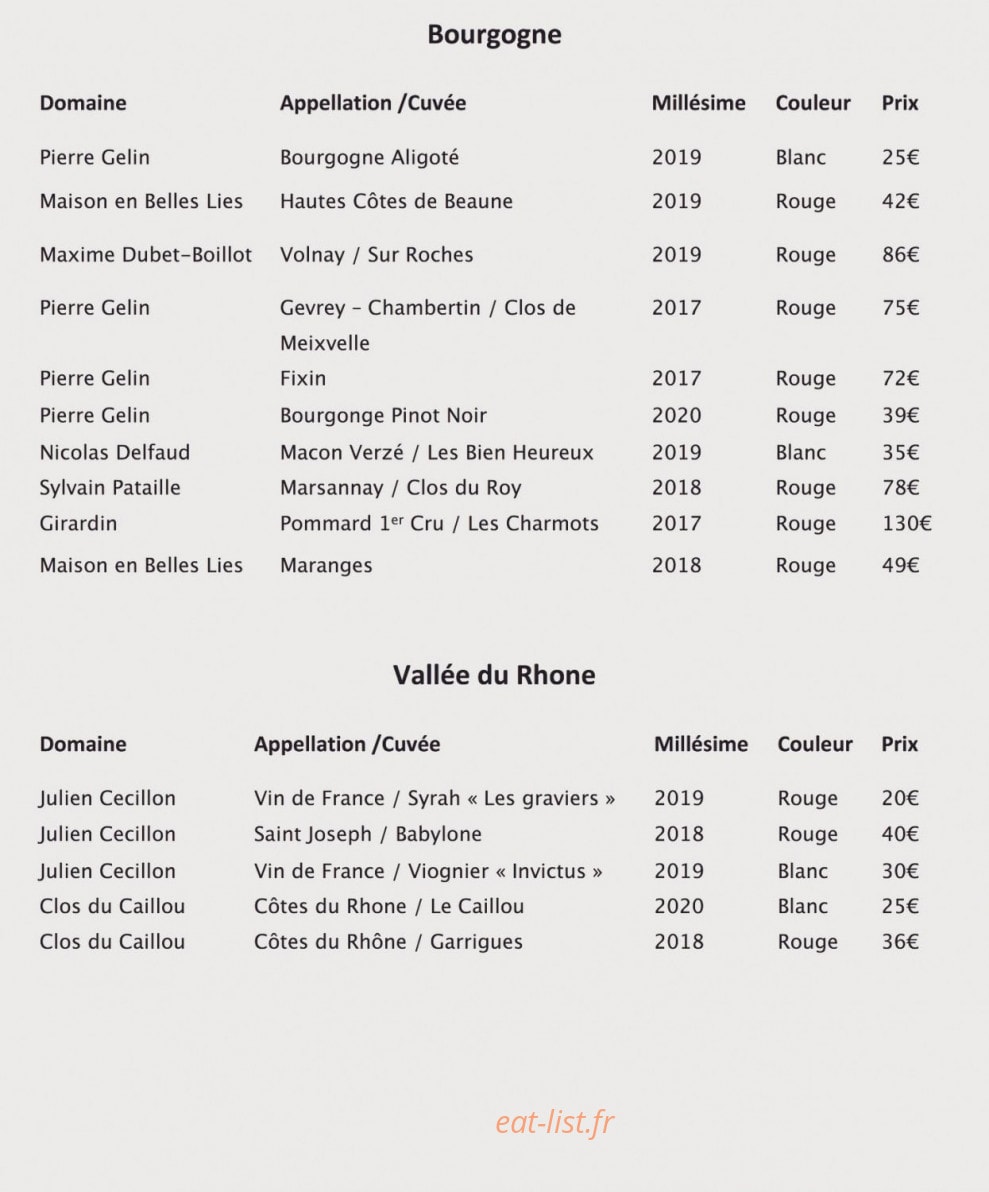 La Table de la boucherie Guiset — carte page 4