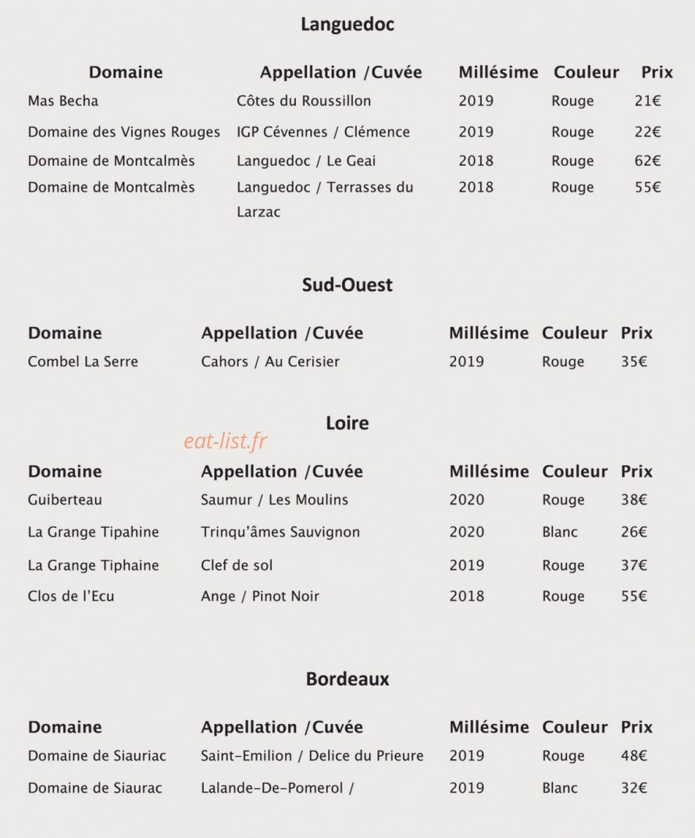 La Table de la boucherie Guiset — carte page 8