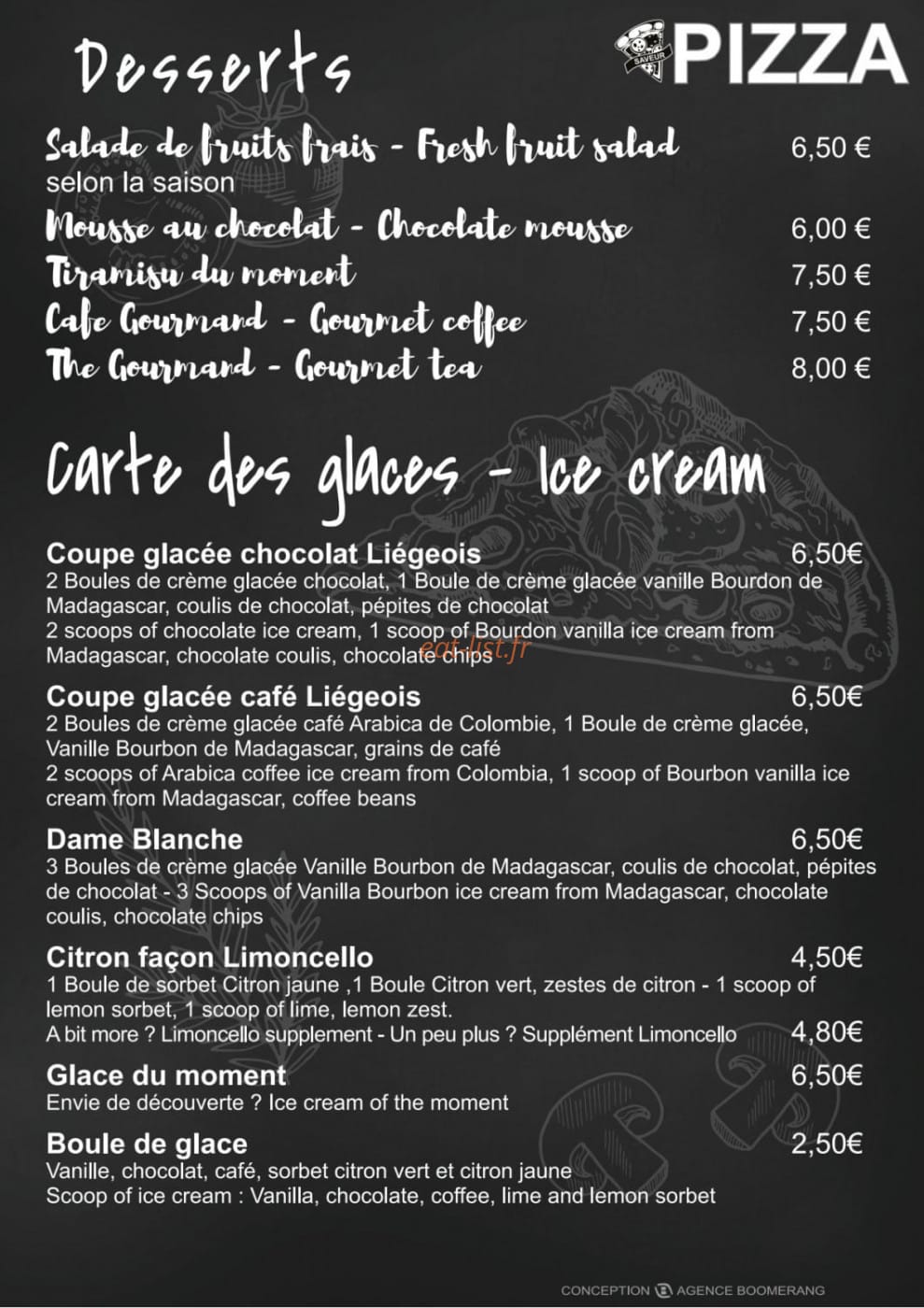 V Saveur pizza — carte page 4