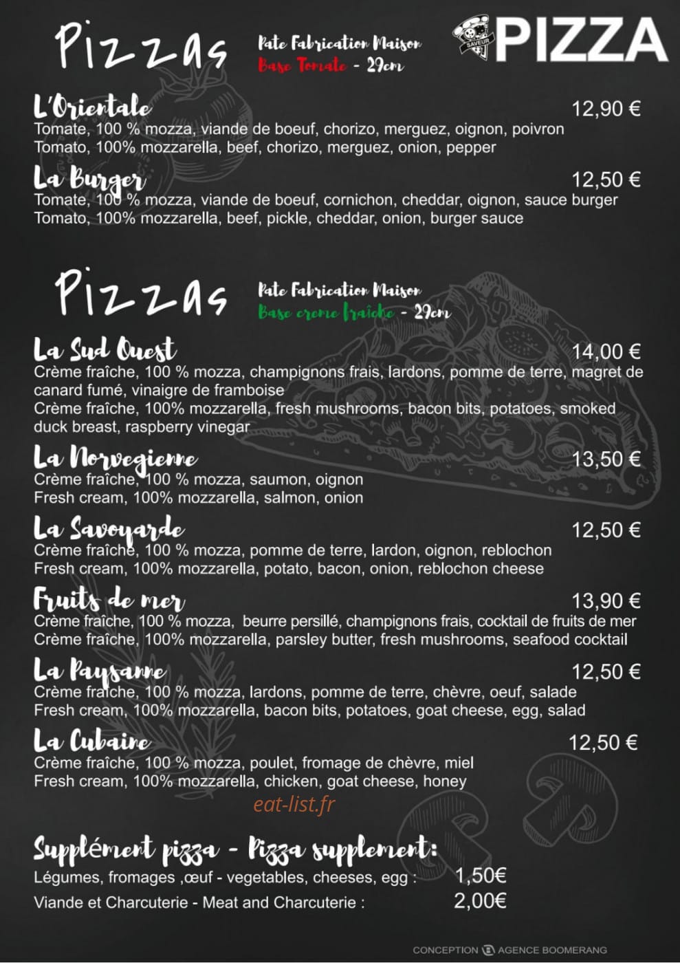 V Saveur pizza — carte page 3