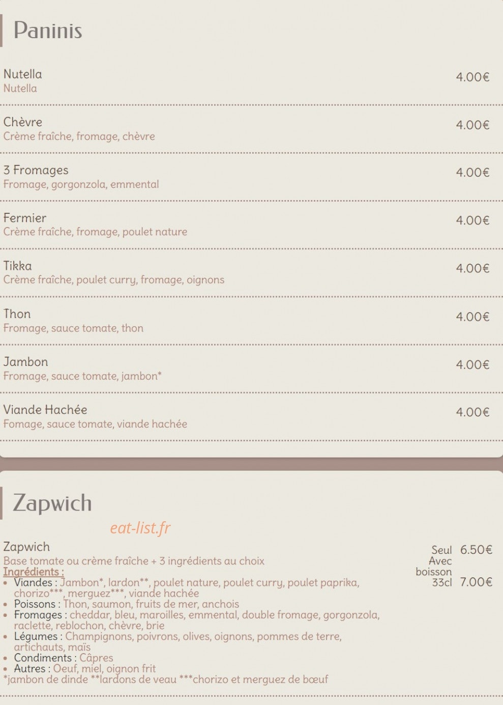 Home Pizza — carte page 7