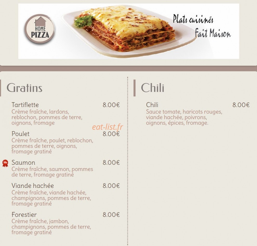 Home Pizza — carte page 5