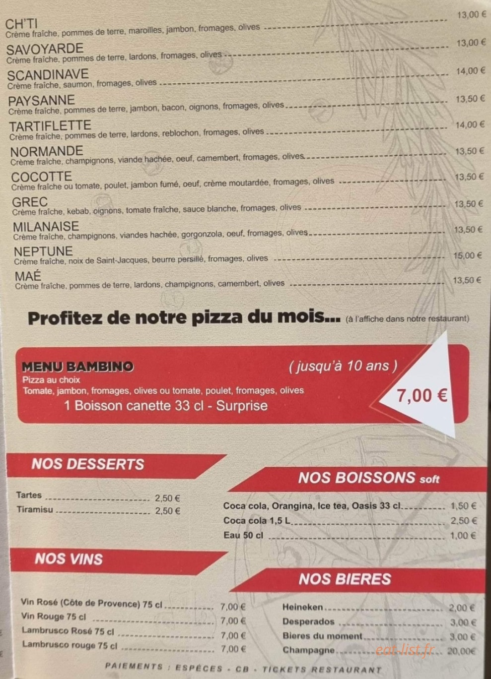 Pizza Roma — carte page 3