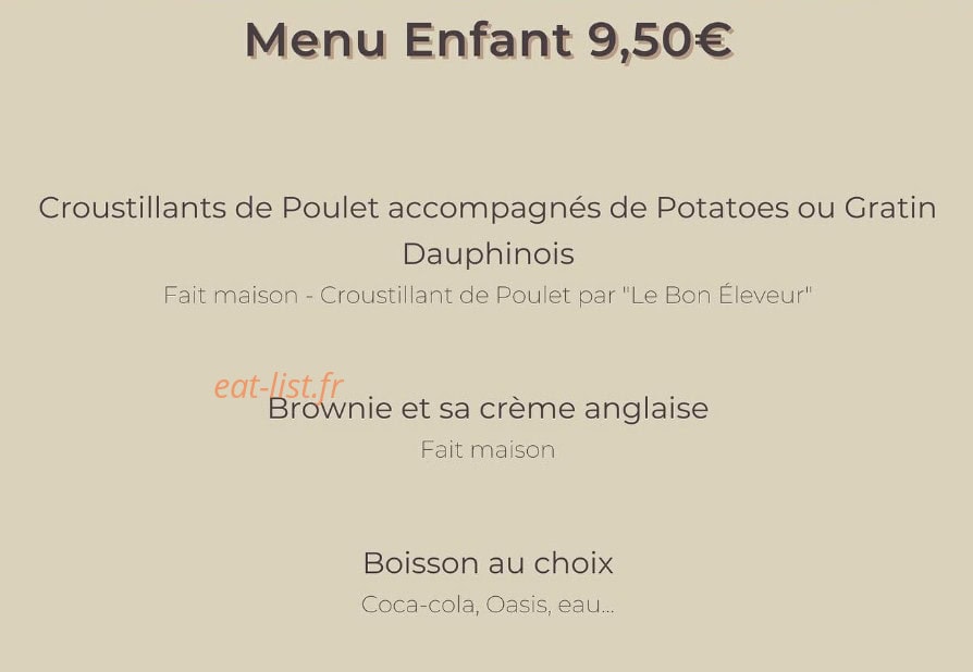 Carte et menu de Bistr'O Larris à La Neuville Aux Larris — Menu enfant