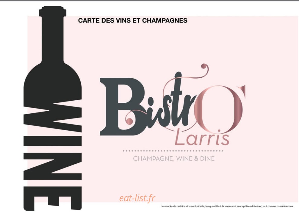 Carte et menu de Bistr'O Larris à La Neuville Aux Larris — Carte des vins et champagnes
