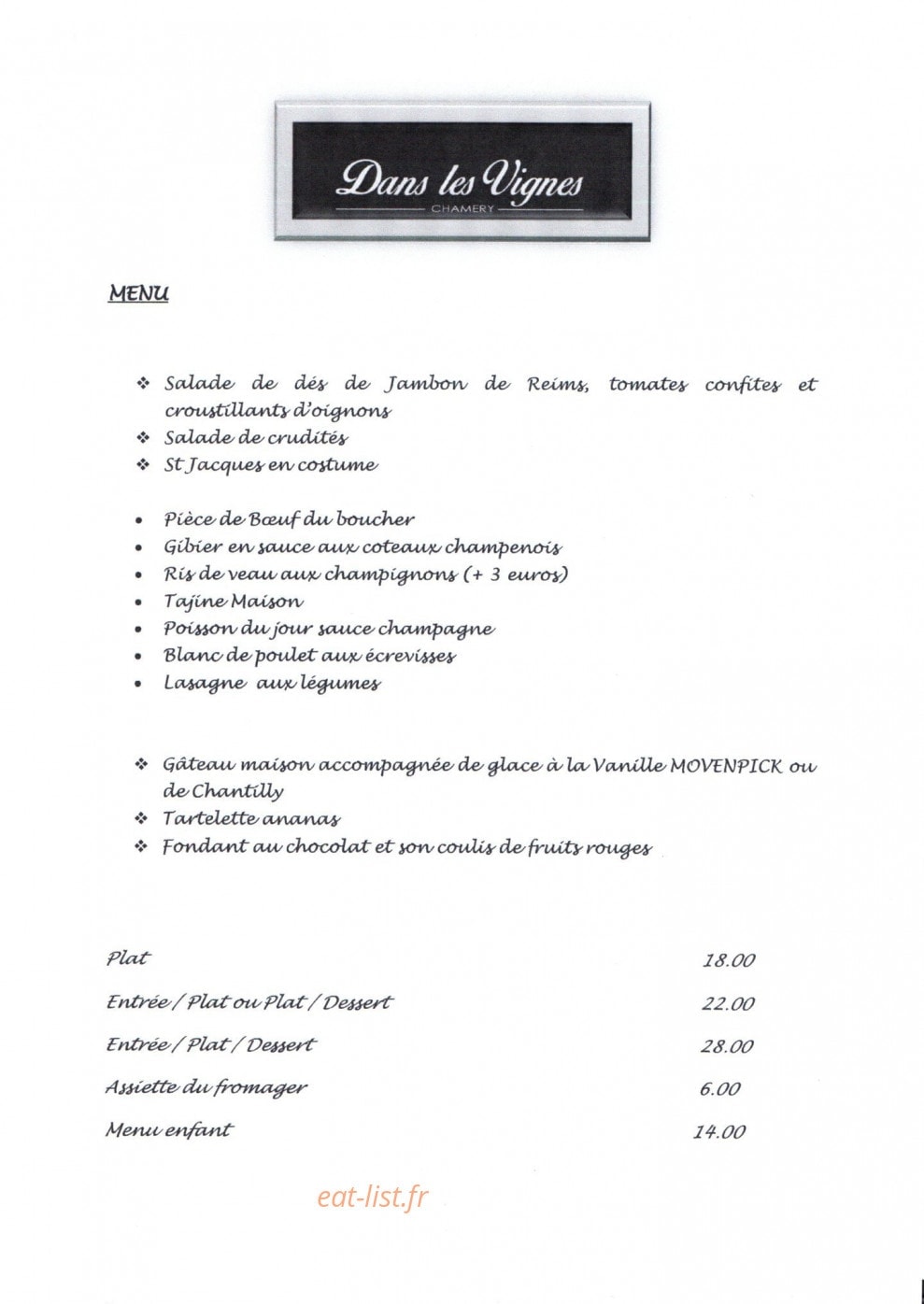Dans les Vignes — carte page 1