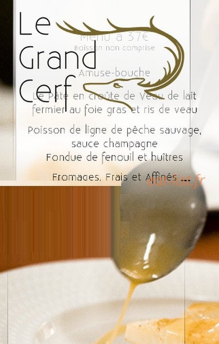 Carte et menu de Auberge du Grand Cerf à Villers Allerand — Le menu à 37€