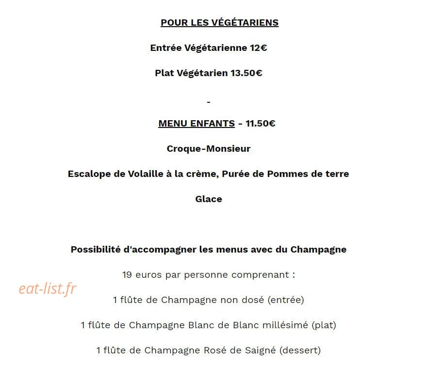 L'Auberge des Moissons — carte page 2