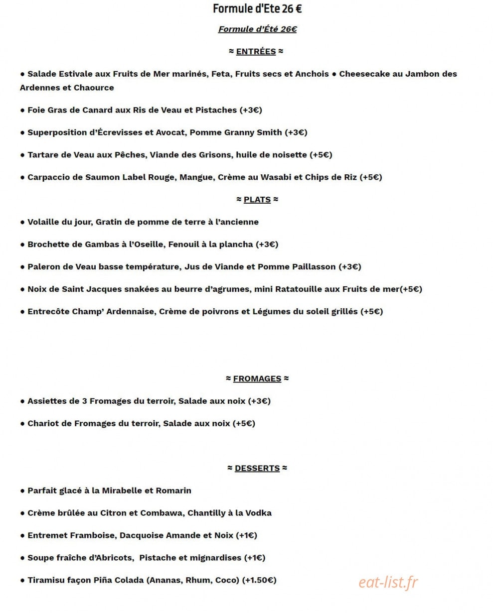 L'Auberge des Moissons — carte page 1