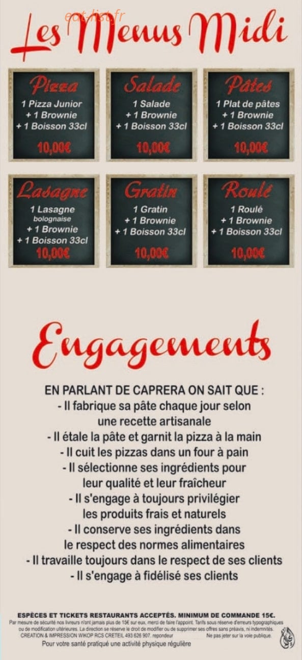 Caprera Pizza — carte page 6