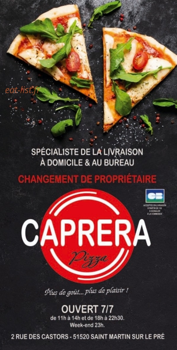 Caprera Pizza — carte page 1