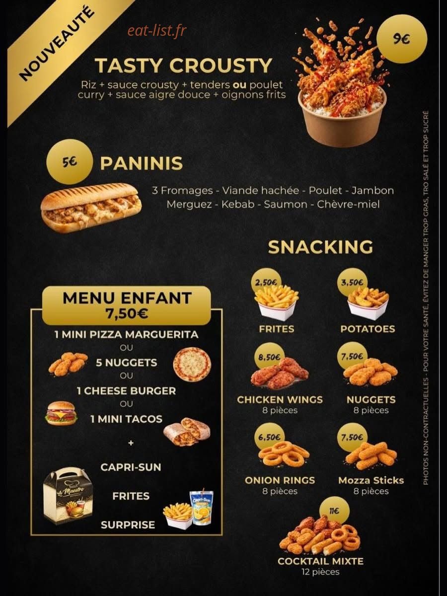 Carte et menu de Le Maestro à Magenta — Menu 2