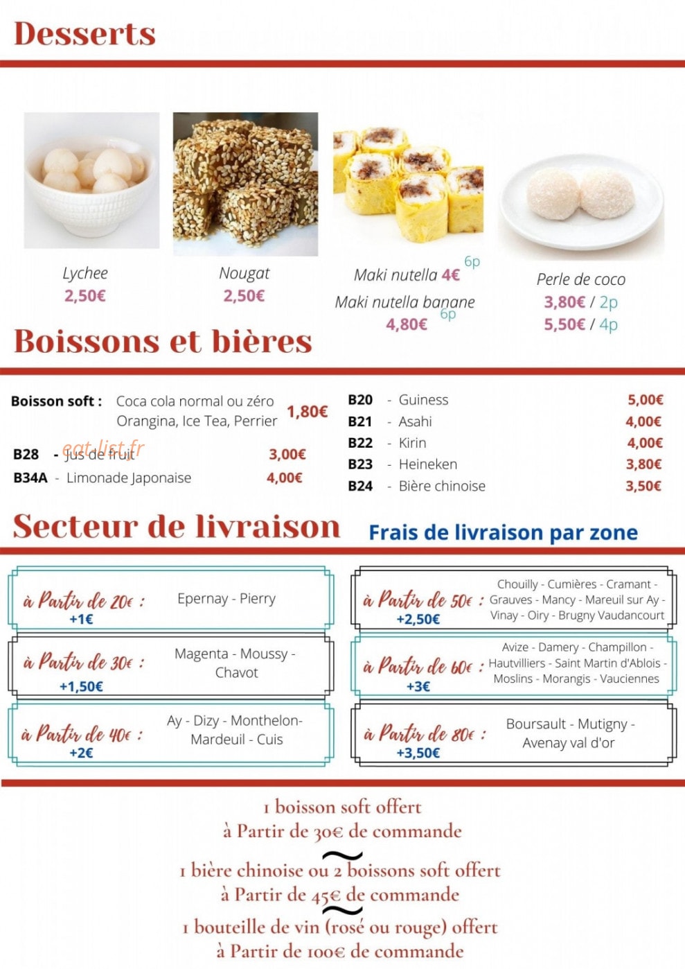 Hoki sushi — carte page 10