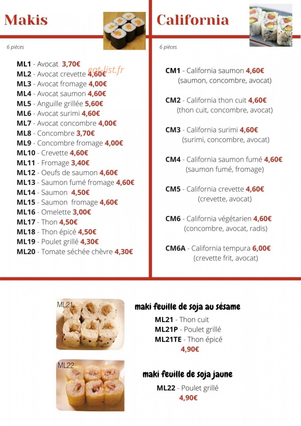 Hoki sushi — carte page 4
