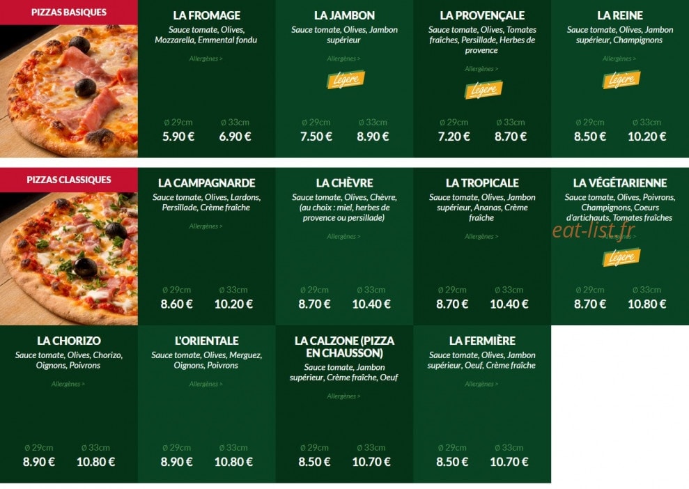 Le Kiosque à Pizzas — carte page 1