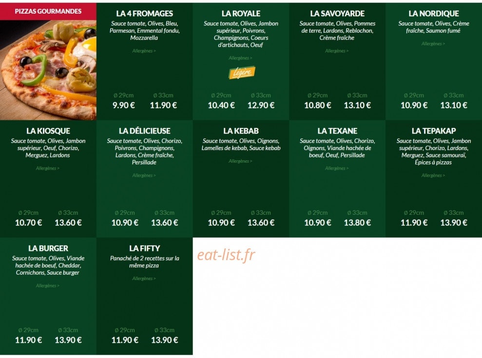 Le Kiosque à Pizzas — carte page 2
