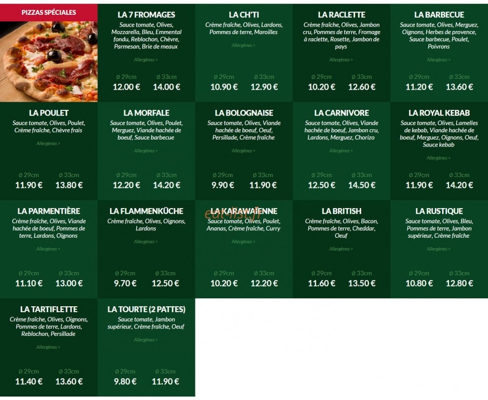 Le Kiosque à Pizzas — carte page 3