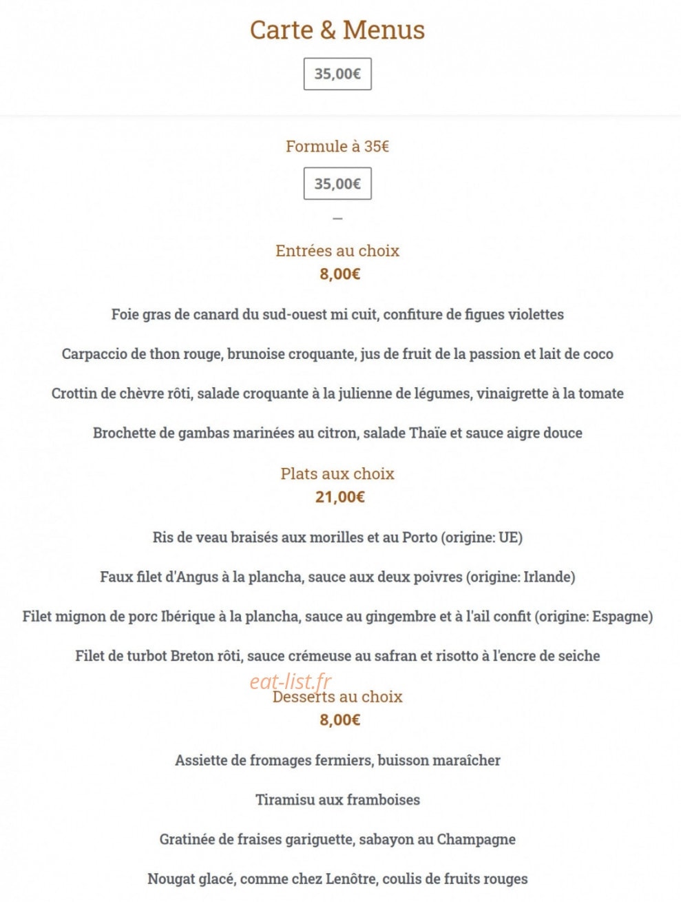Le Rendez Vous des Pêcheurs — carte page 1