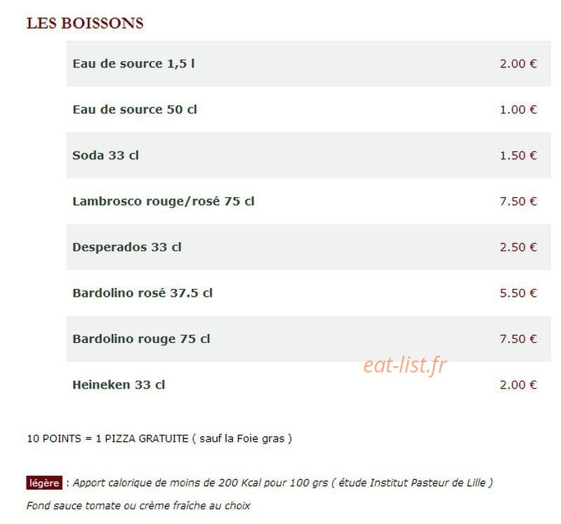 Le Kiosque à Pizzas — carte page 2