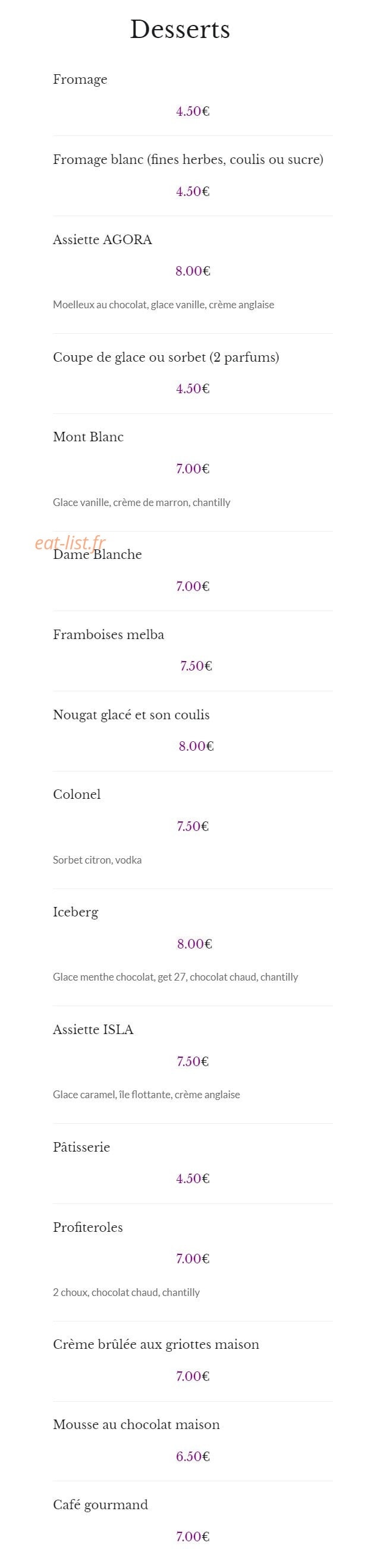 Agora Pizzéria — carte page 6