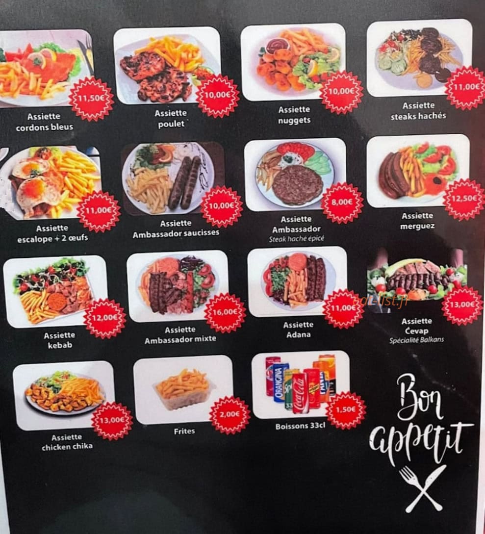 Ambassador Grill — carte page 1