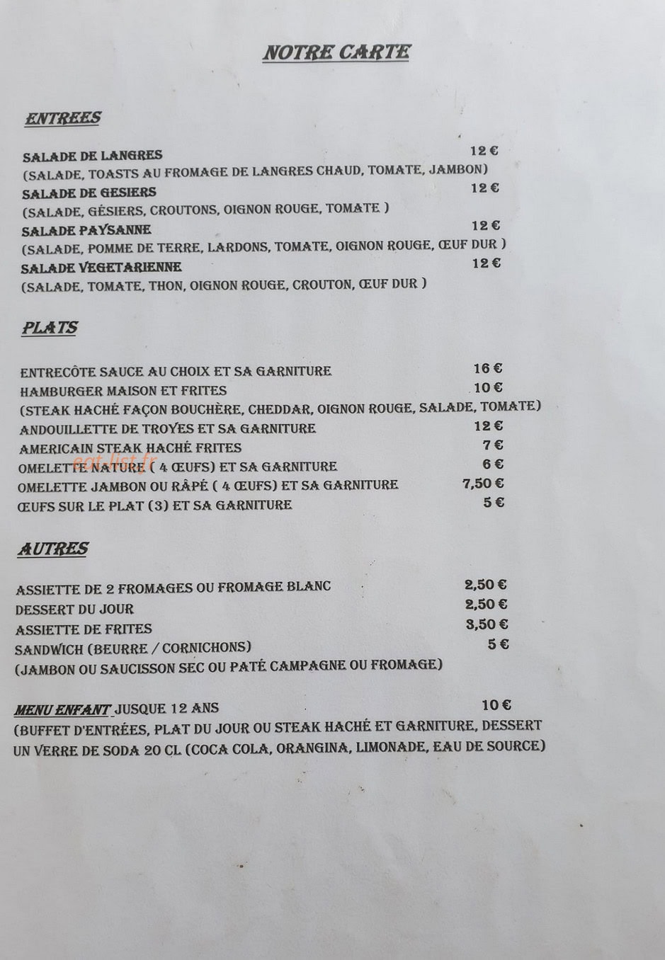 Auberge du viaduc — carte page 1