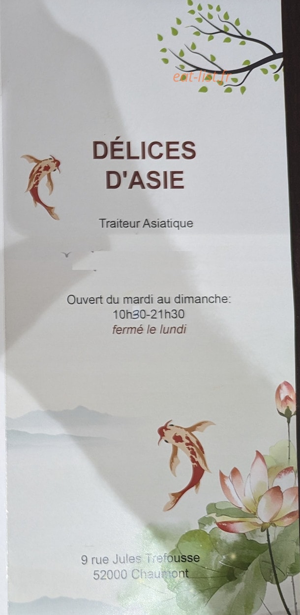 Délices d'Asie — carte page 1