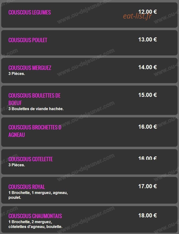 Sos Pizza Couscous — carte page 18