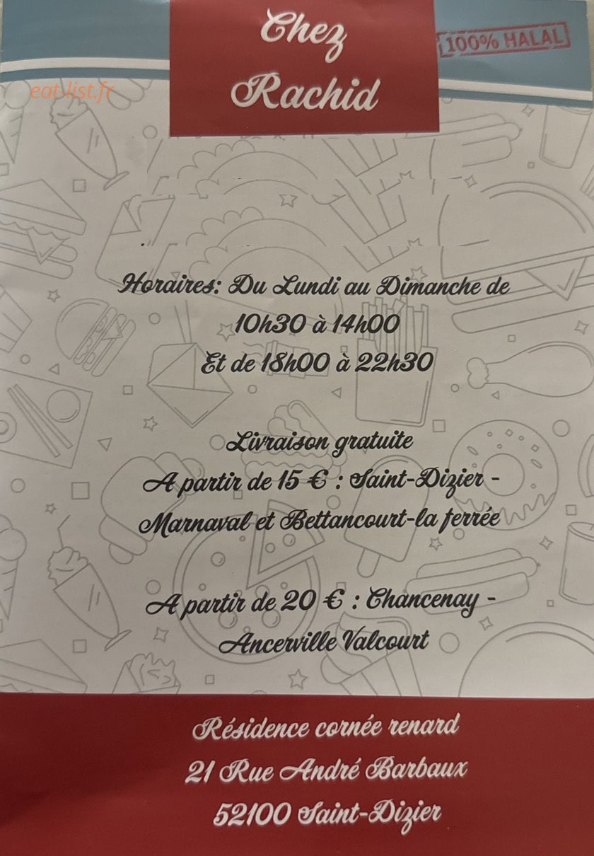 Chez Rachid — carte page 1
