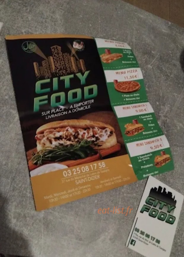 City Food — carte page 1