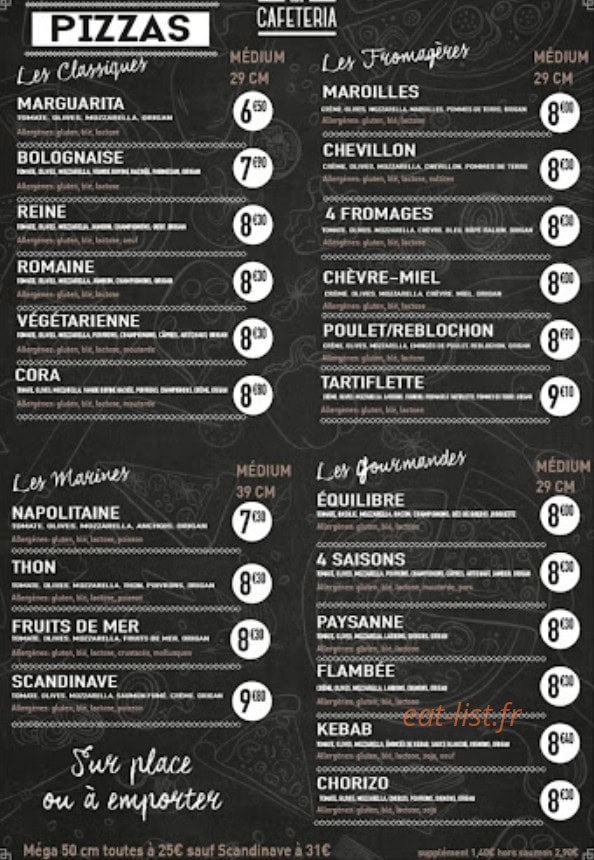 Cora Cafeteria — carte page 1