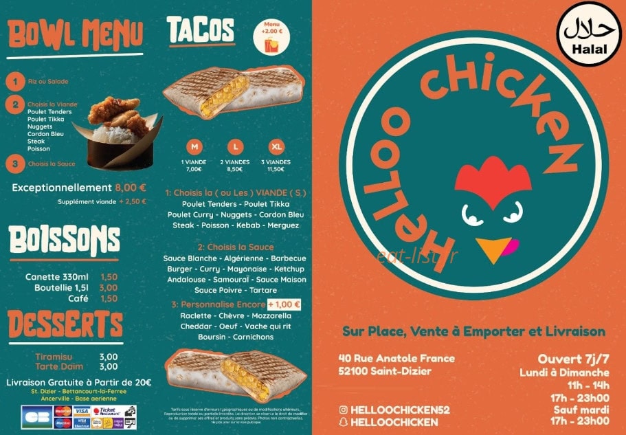 Helloo chicken — carte page 3