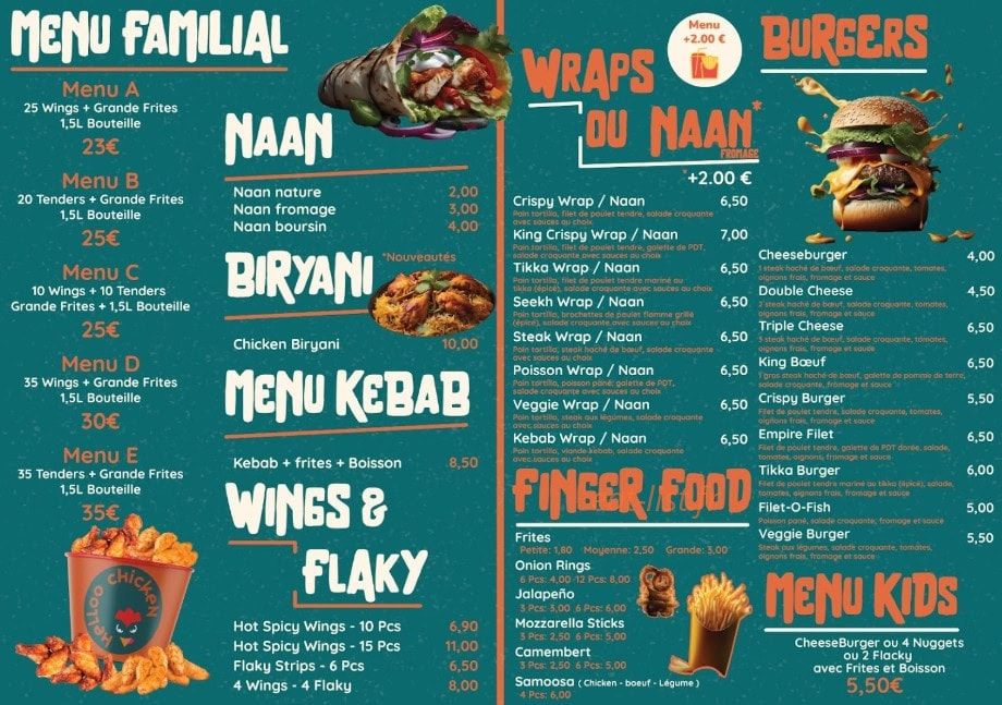 Helloo chicken — carte page 2
