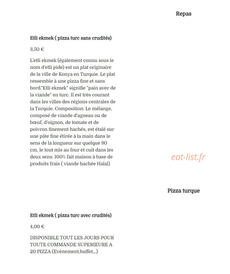 Le café du chef — carte page 1