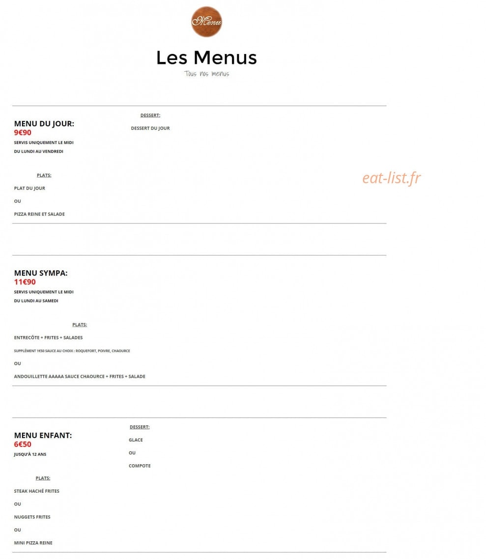 Le Gourmet du Jard — carte page 1