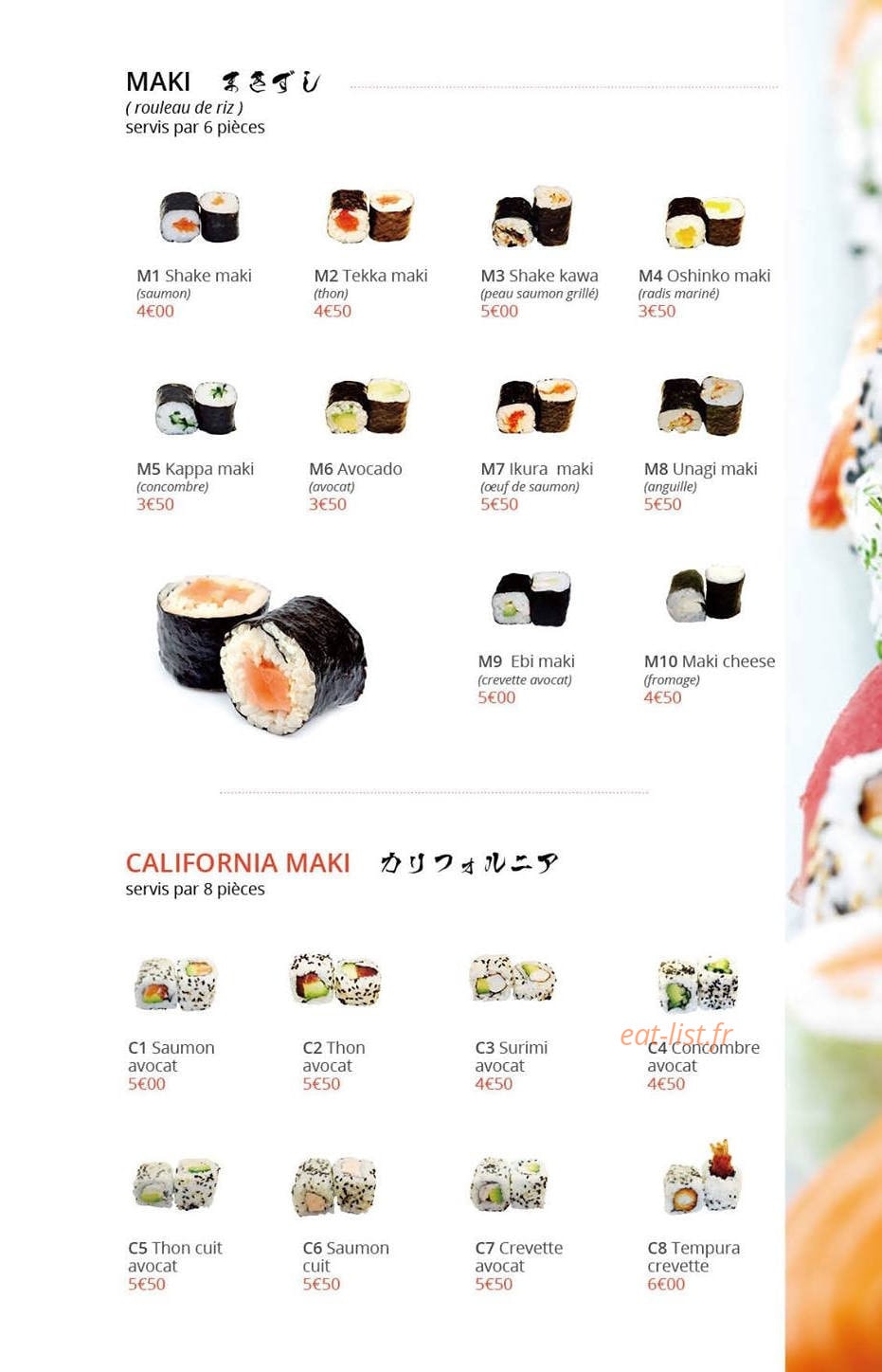 Miya sushi — carte page 2